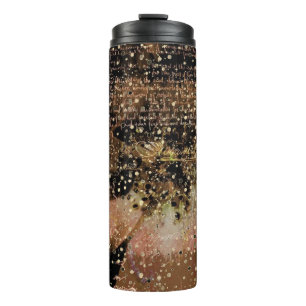 Vintage flower and text thermal tumbler