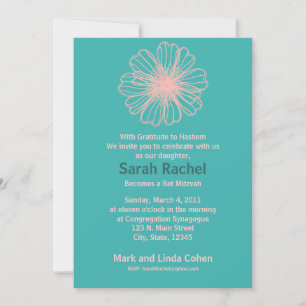 Vintage Flower Aqua Invitation
