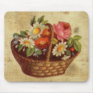 Vintage Flower Basket Mousepad