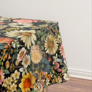 Vintage Flower Blooms Seamless Pattern Tablecloth