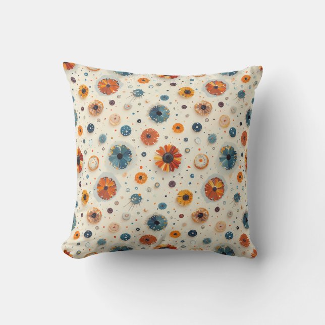 Vintage Flower Blooms Square Cushion (Front)