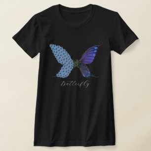Vintage Flower Blue Purple Butterfly Green Magic T-Shirt
