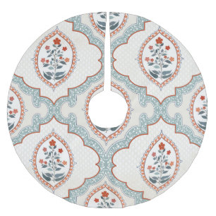 Vintage flower branches, Indian textile. Brushed Polyester Tree Skirt