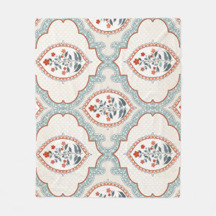 Vintage flower branches, Indian textile. Fleece Blanket