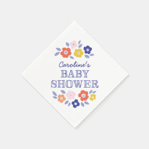 Vintage Flower Cascade Baby Shower Napkin