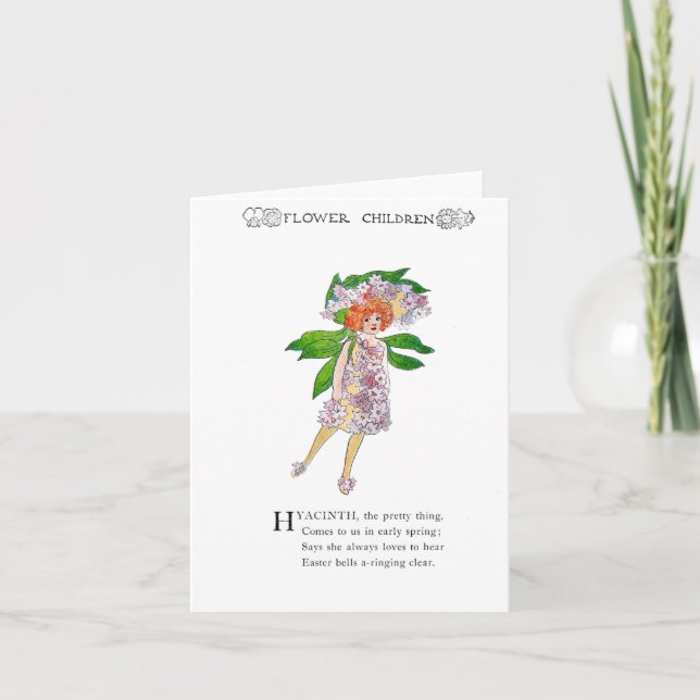 Vintage Flower Children Hyacinth Folded Note Card (Front)