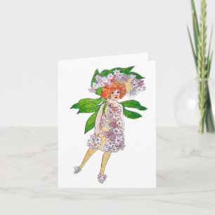 Vintage Flower Children Hyacinth Folded Note Card