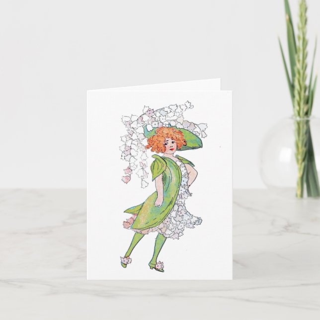 Vintage Flower Children Lily of Valley Note Card (Front)