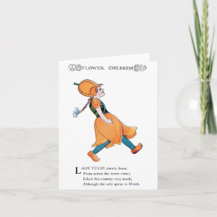 Vintage Flower Children Tulip Folded Note Card