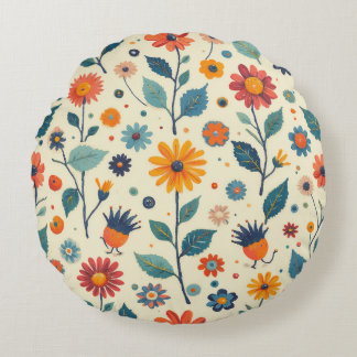 Vintage Flower Circular Cushion