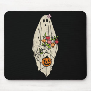 Vintage Flower Floral Ghost Cute Funny Halloween C Mouse Pad