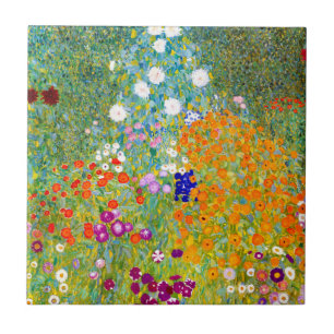 Vintage Flower Garden by Gustav Klimt Ceramic Tile