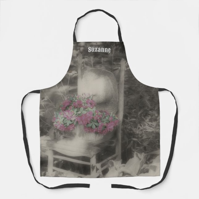 Vintage Flower Garden Chair Personalised Apron (Front)