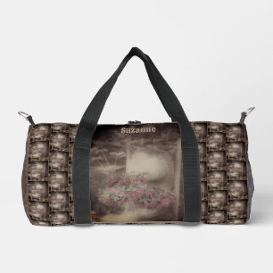 Vintage Flower Garden Chair Personalised Duffle Bag