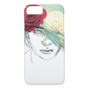 Vintage flower girl illustration iPhone 8/7 case
