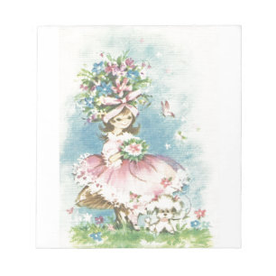 Vintage Flower Girl Notepad