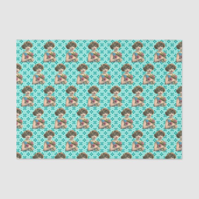 Vintage Flower Girl Pattern Tissue Paper (Front)