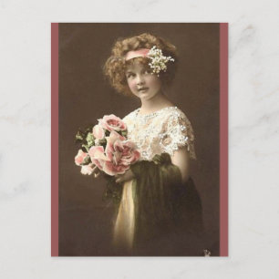 Vintage Flower Girl Postcard