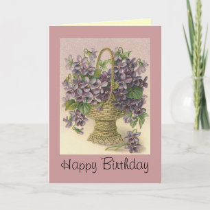 Vintage Flower Happy Birthday Card