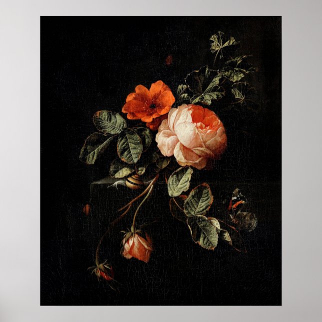 Vintage Flower Illustration Poster (Front)