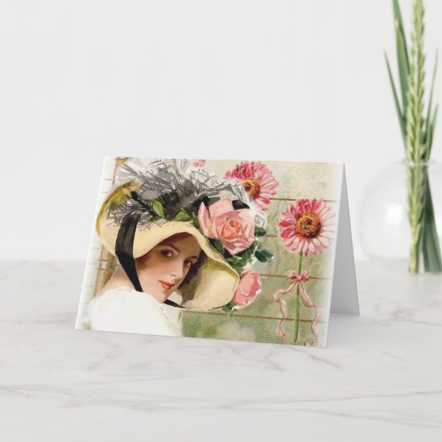Vintage Flower Lady. Card (Front)