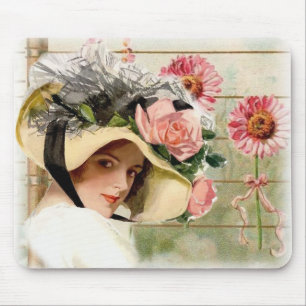 Vintage Flower Lady. Mouse Pad