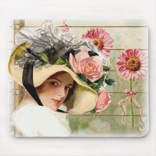Vintage Flower Lady. Mouse Pad (Front)