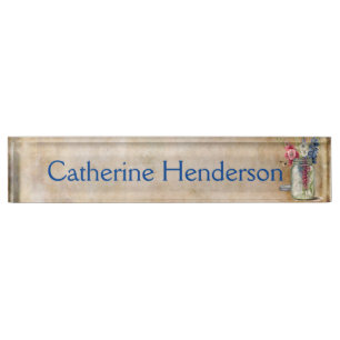 Vintage Flower Mason Jar Nameplate