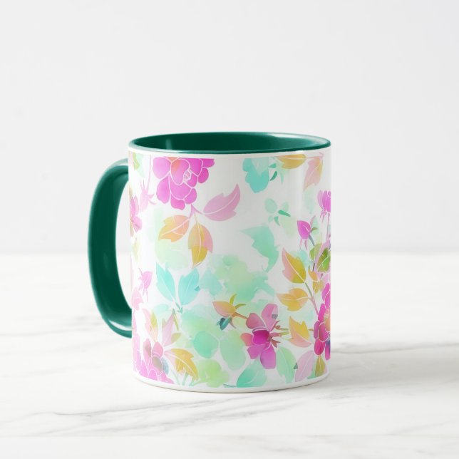 Vintage Flower Mug Cup Art (Front Left)