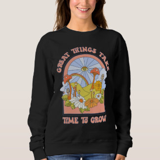 Vintage Flower Mushroom Positive Attitude Quote 70 Sweatshirt