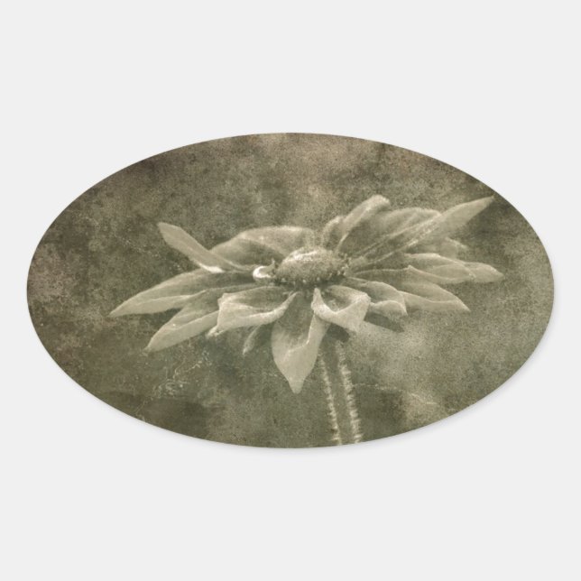 Vintage Flower Oval Sticker (Front)
