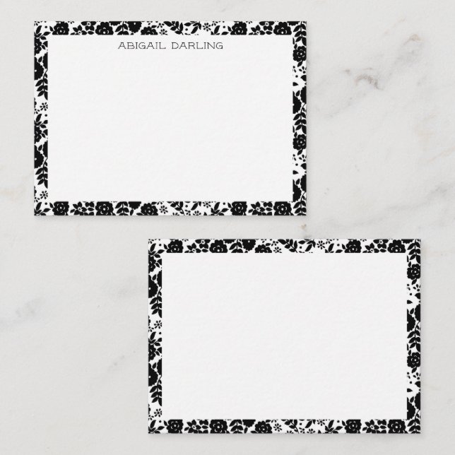 Vintage Flower Pattern Black Card (Front/Back)