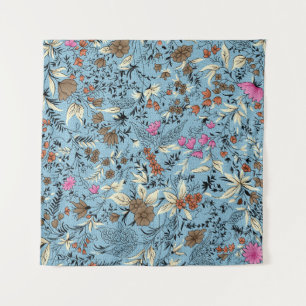 Vintage flower pattern, blue background. tapestry
