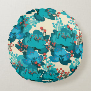 Vintage flower pattern round cushion