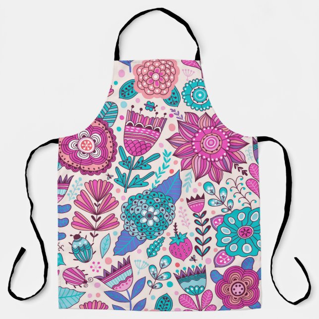 Vintage flower pattern. Seamless botanic texture,  Apron (Front)