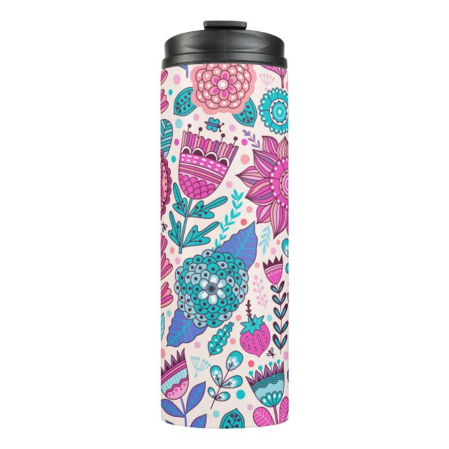 Vintage flower pattern. Seamless botanic texture,  Thermal Tumbler (Front)