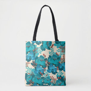 Vintage flower pattern tote bag