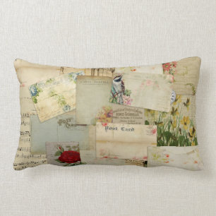 Vintage Flower Postcards Lumbar Cushion