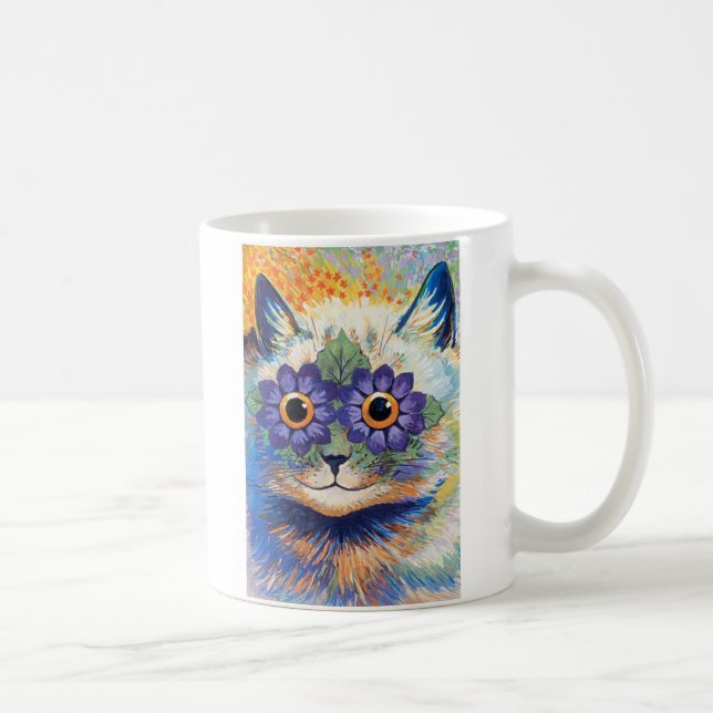 Vintage Flower Power Cat Mug (Right)