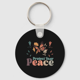 Vintage Flower Protect Your Peace Mental Health Aw Key Ring