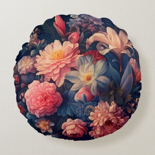 Vintage Flower Round Cushion (Front)