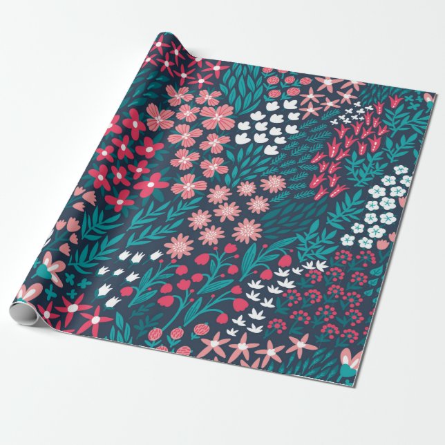 Vintage flower seamless pattern. Endless repeated  Wrapping Paper (Unrolled)