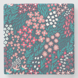 Vintage Flower Seamless Texture. Stone Coaster