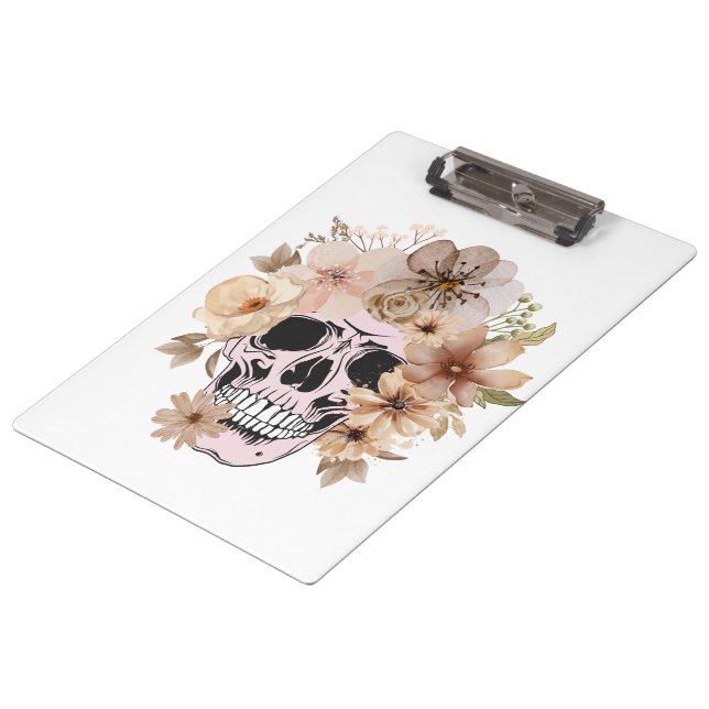 VINTAGE FLOWER SKULL CLIPBOARD (Angled)