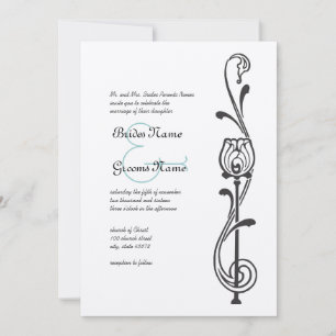 Vintage Flower Swirls Wedding Invitation