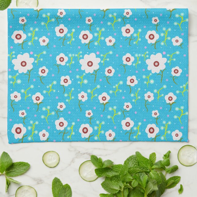 Vintage Flower Tea Towel (Folded)