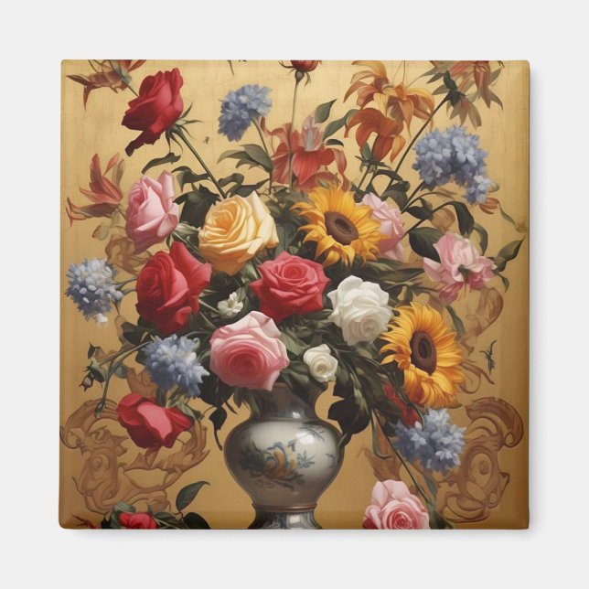 Vintage flower vase magnet (Front)