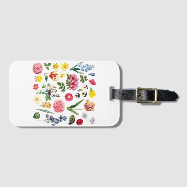 Vintage Flower, Vintage Botanical, Wildflower Luggage Tag (Front Horizontal)