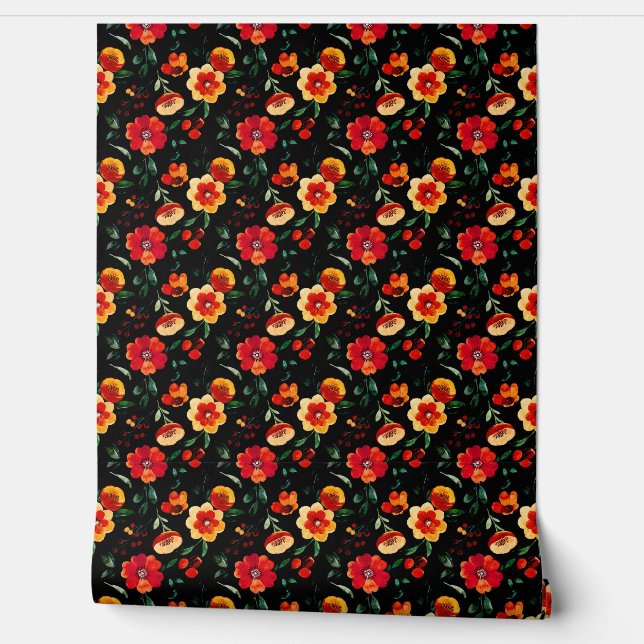 Vintage Flower Wallpaper - Elegant Retro Floral De (Unrolling)