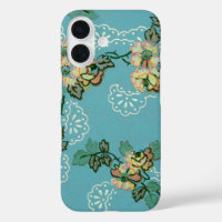 Vintage Flower Wallpaper Teal Floral Pattern
